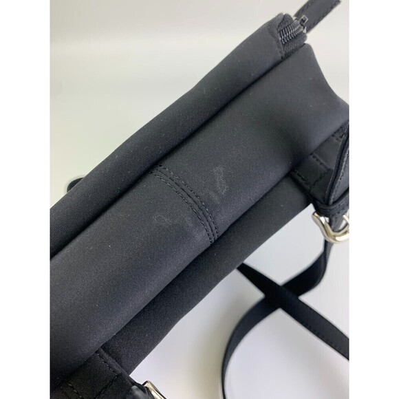 Vintage Nine West Mini Backpack Black Zip Around Rectangle Flat Snap Microfiber - Picture 7 of 15